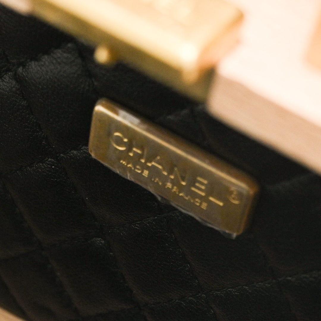 Pre-Loved Chanel™ Beech Wood & Black Lambskin Leather Trim Vanity Case