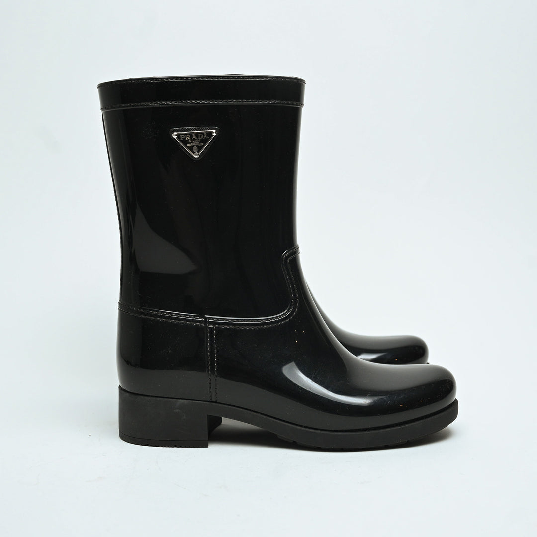 Prada Black Jelly Rain Boots Size 38