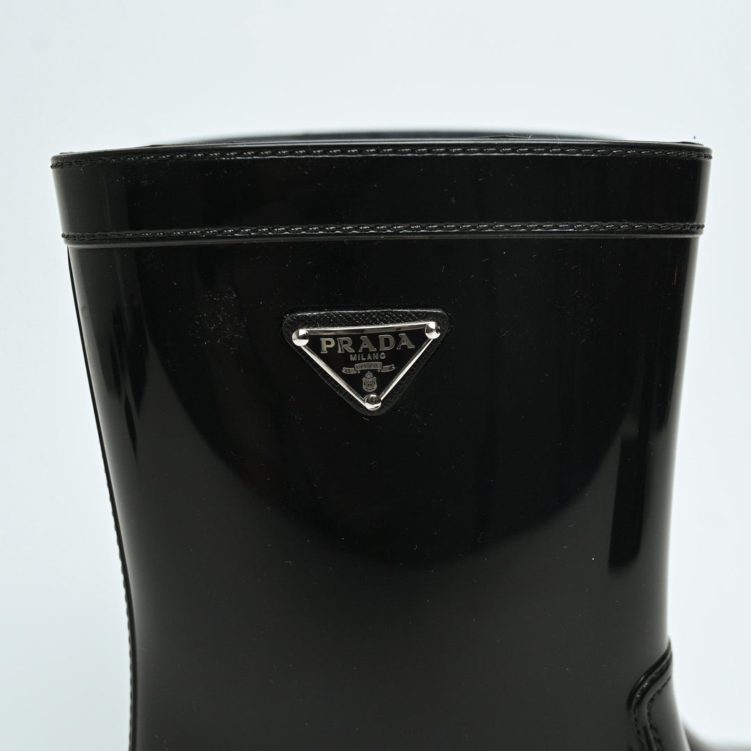 Prada Black Jelly Rain Boots Size 38
