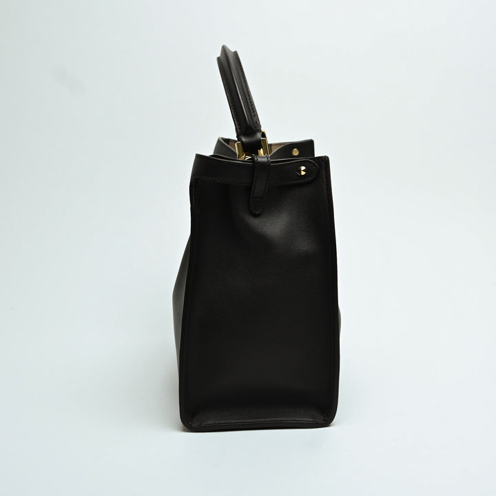 Fendi Brown Vitello Seta Leather Medium Peekaboo X-Lite Tote Bag