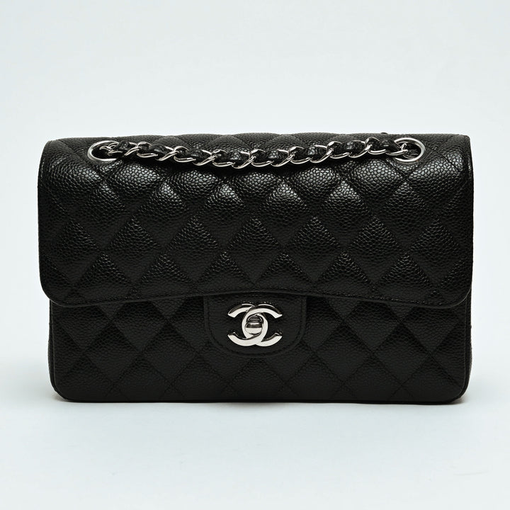 Pre-Loved Chanel™ Black Caviar Leather Quilted Small Classic Double Flap Bag