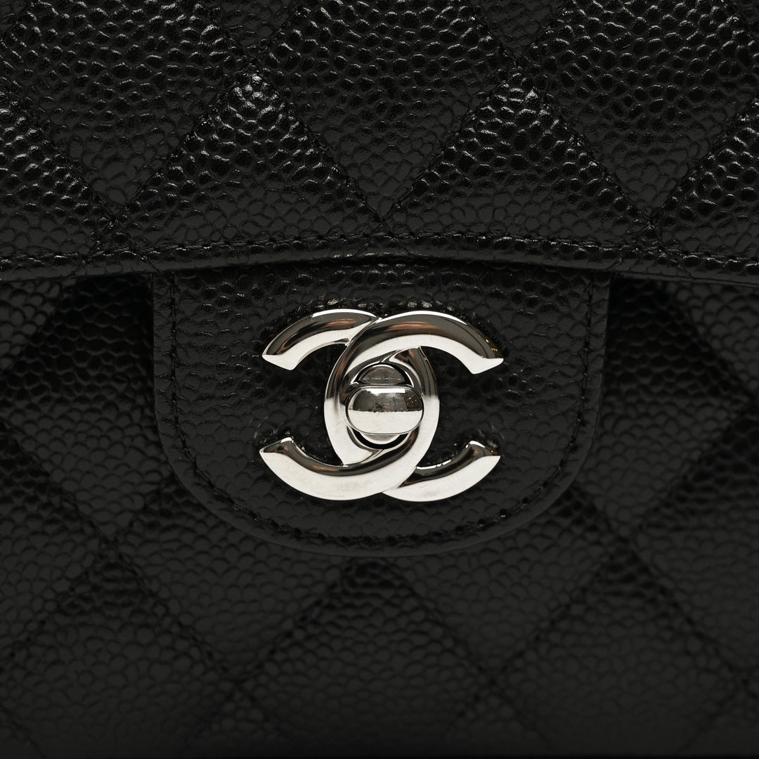 Pre-Loved Chanel™ Black Caviar Leather Quilted Small Classic Double Flap Bag