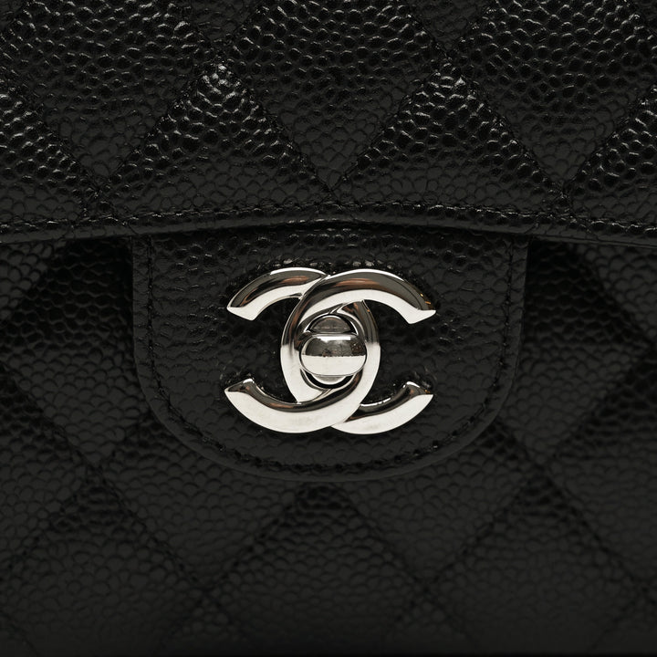 Pre-Loved Chanel™ Black Caviar Leather Quilted Small Classic Double Flap Bag