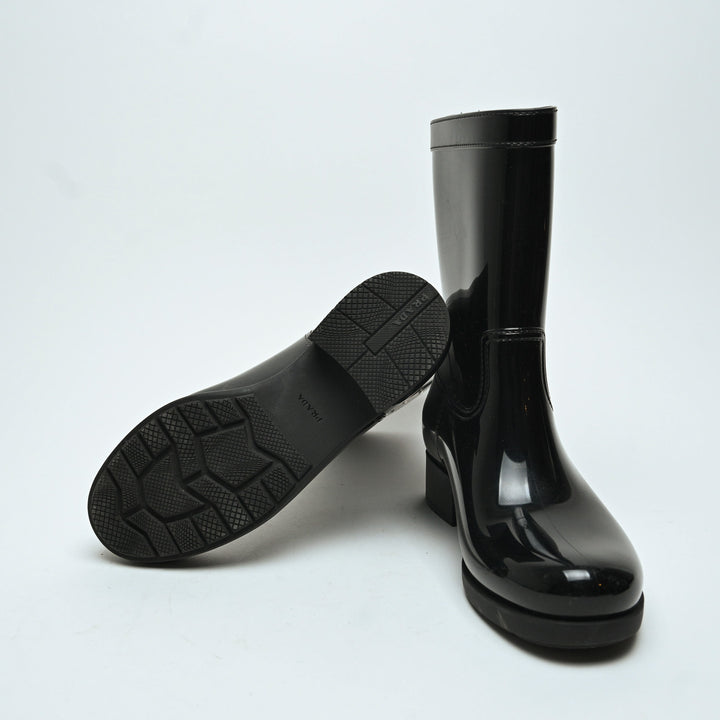 Prada Black Jelly Rain Boots Size 38