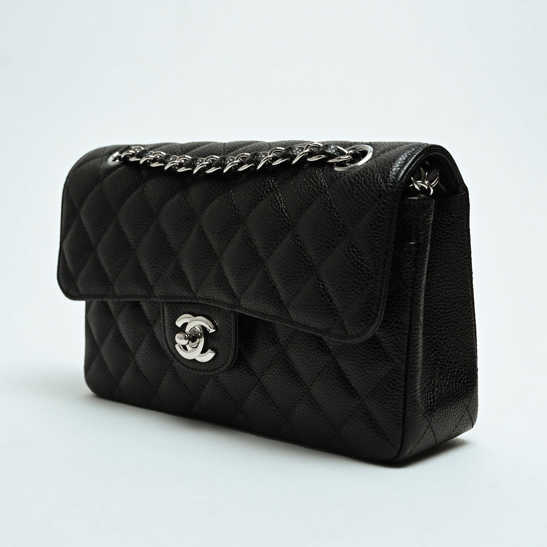 Pre-Loved Chanel™ Black Caviar Leather Quilted Small Classic Double Flap Bag