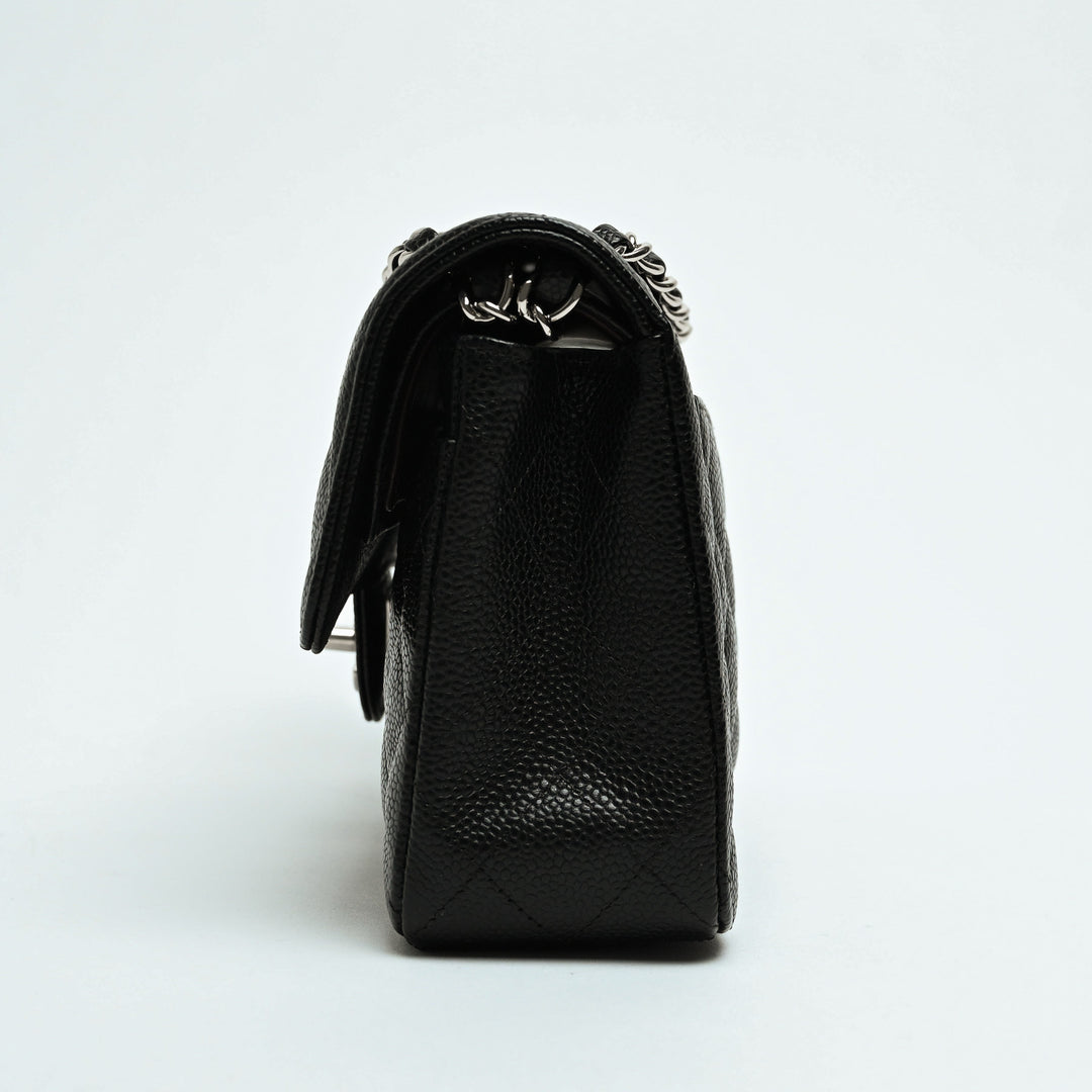 Pre-Loved Chanel™ Black Caviar Leather Quilted Small Classic Double Flap Bag