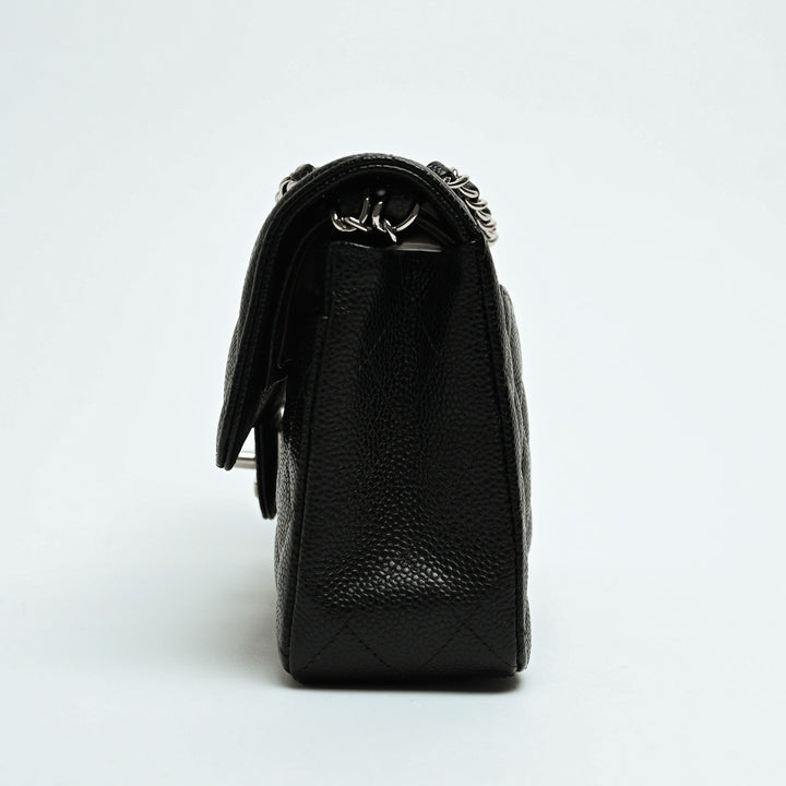 Pre-Loved Chanel™ Black Caviar Leather Quilted Small Classic Double Flap Bag