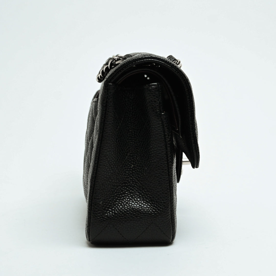 Pre-Loved Chanel™ Black Caviar Leather Quilted Small Classic Double Flap Bag