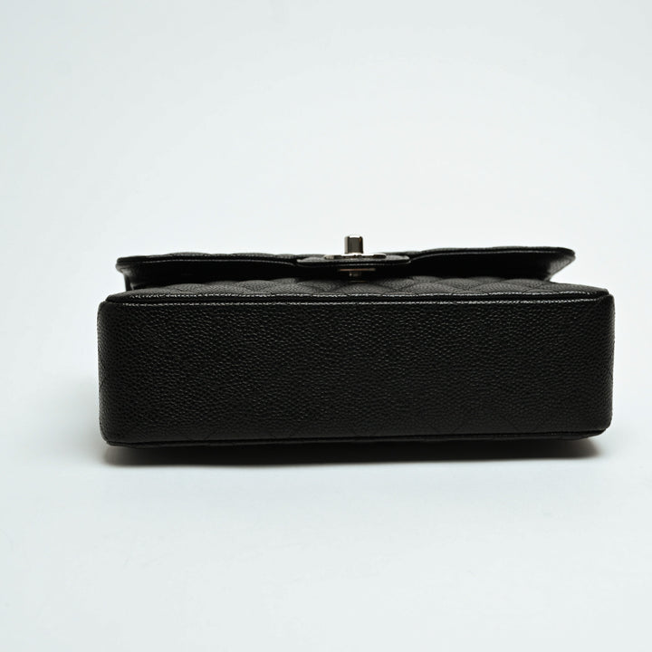 Pre-Loved Chanel™ Black Caviar Leather Quilted Small Classic Double Flap Bag