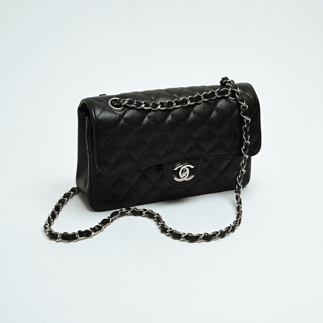 Pre-Loved Chanel™ Black Caviar Leather Quilted Small Classic Double Flap Bag