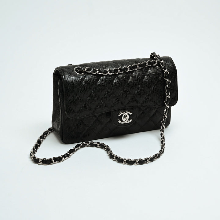 Pre-Loved Chanel™ Black Caviar Leather Quilted Small Classic Double Flap Bag