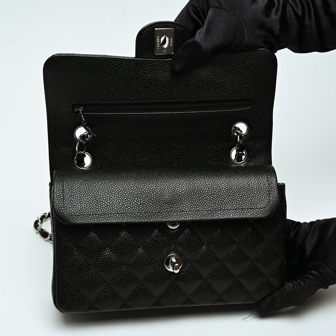 Pre-Loved Chanel™ Black Caviar Leather Quilted Small Classic Double Flap Bag