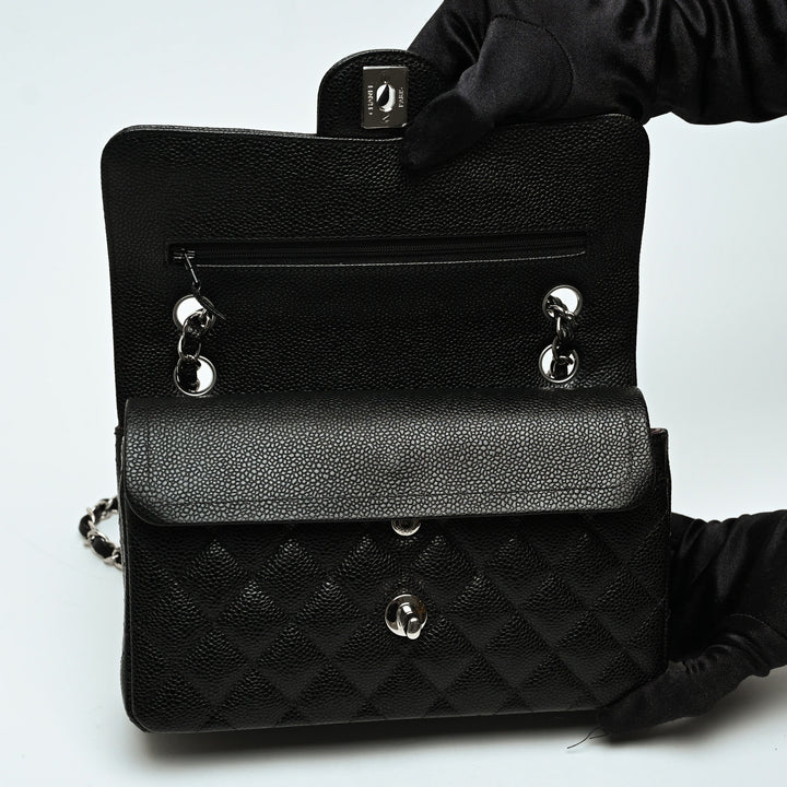 Pre-Loved Chanel™ Black Caviar Leather Quilted Small Classic Double Flap Bag