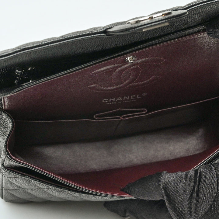 Pre-Loved Chanel™ Black Caviar Leather Quilted Small Classic Double Flap Bag