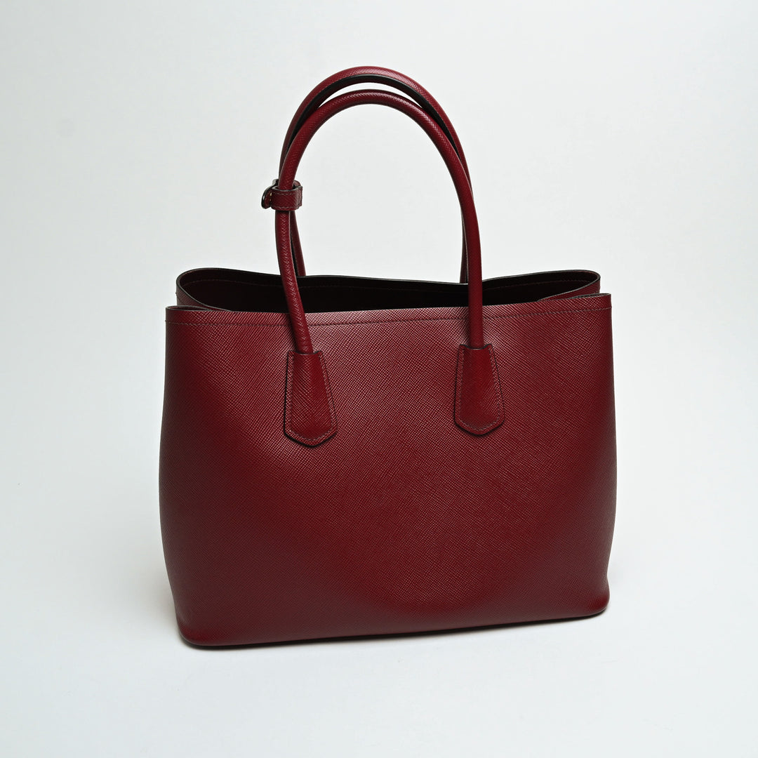 Prada Red Saffiano Leather Large Double Tote Bag