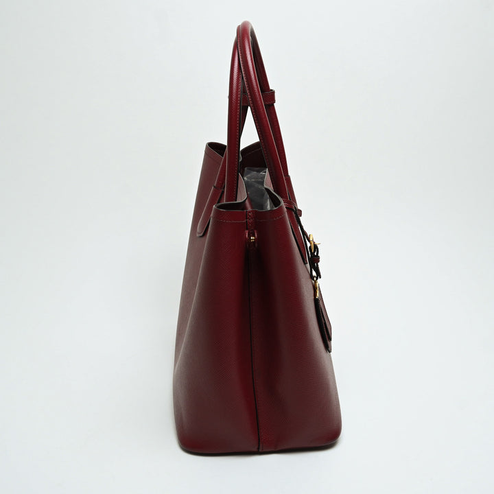 Prada Red Saffiano Leather Large Double Tote Bag