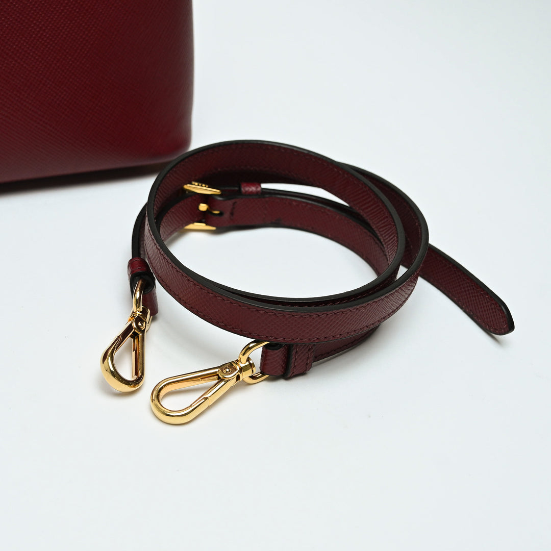 Prada Red Saffiano Leather Large Double Tote Bag