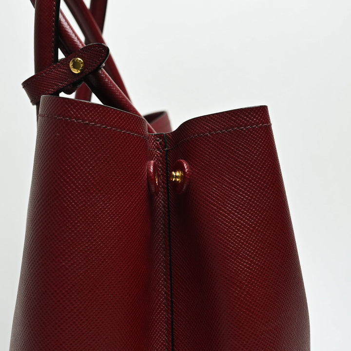 Prada Red Saffiano Leather Large Double Tote Bag