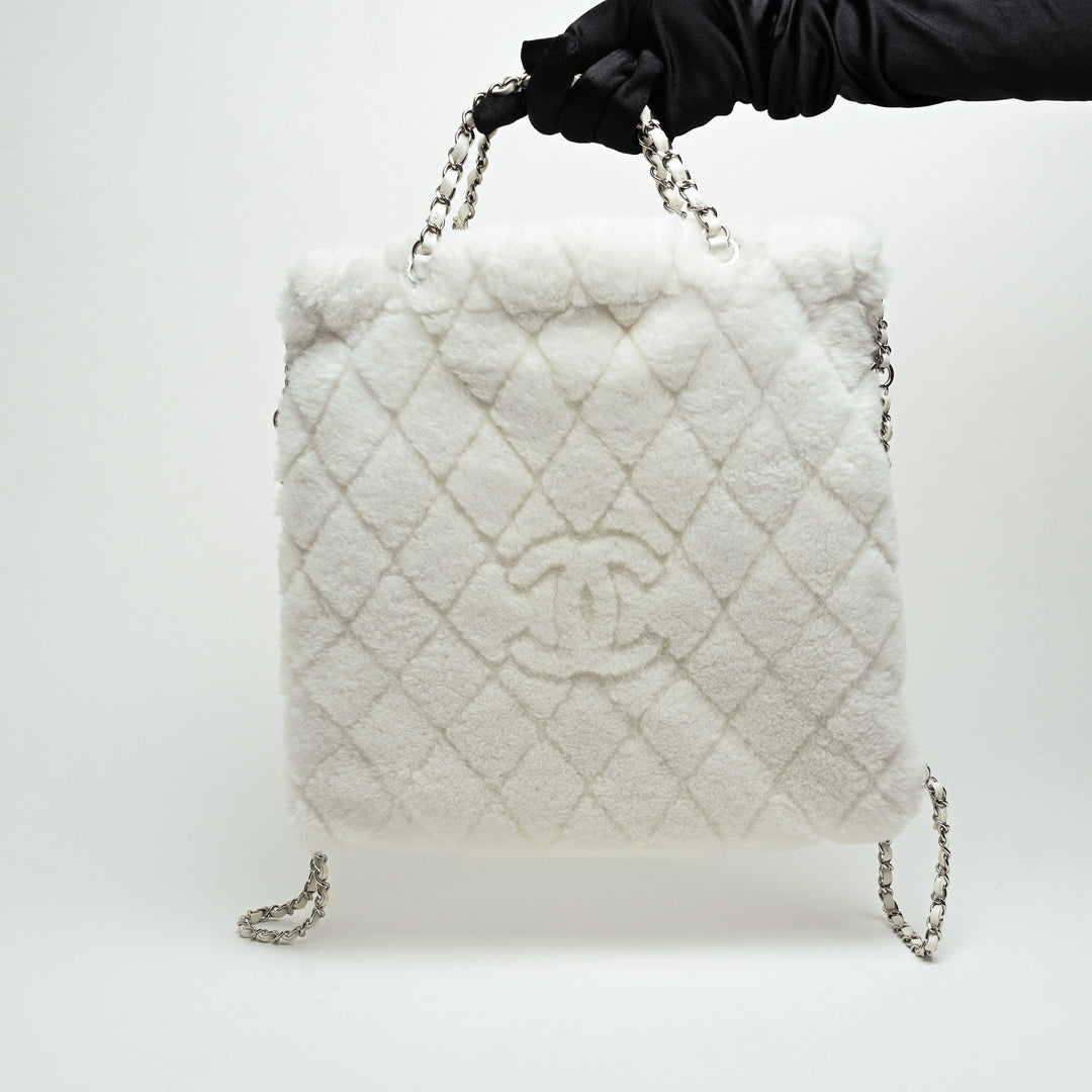 Pre-Loved Chanel™ White Shearling  Coco Neige 2023 Backpack