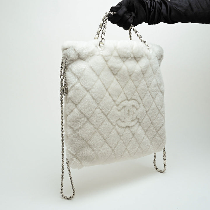 Pre-Loved Chanel™ White Shearling  Coco Neige 2023 Backpack
