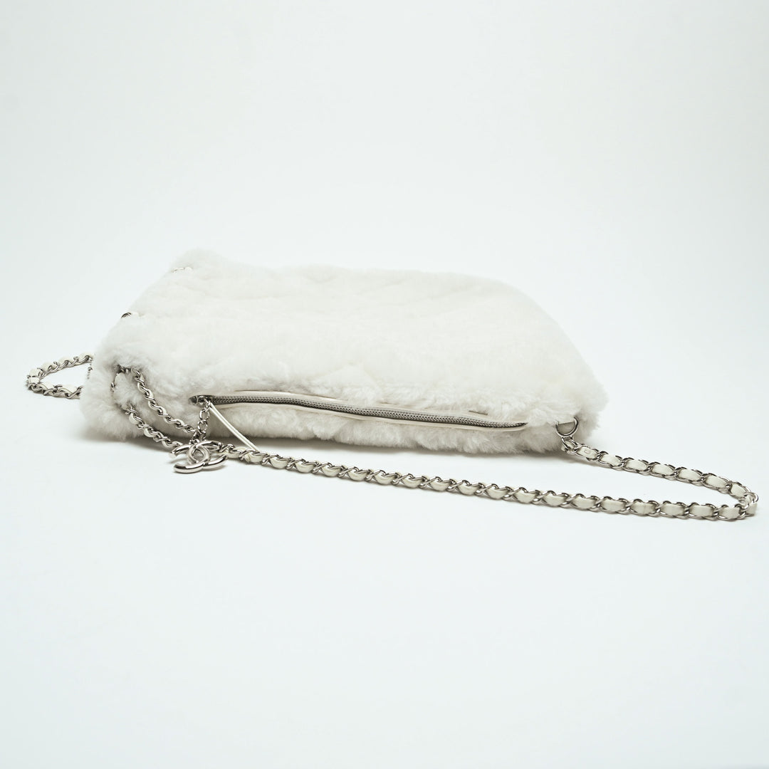 Pre-Loved Chanel™ White Shearling  Coco Neige 2023 Backpack