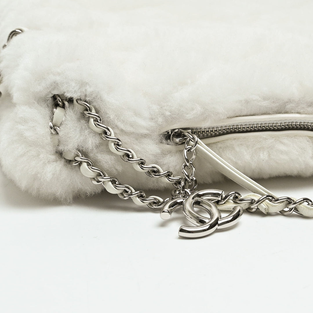 Pre-Loved Chanel™ White Shearling  Coco Neige 2023 Backpack
