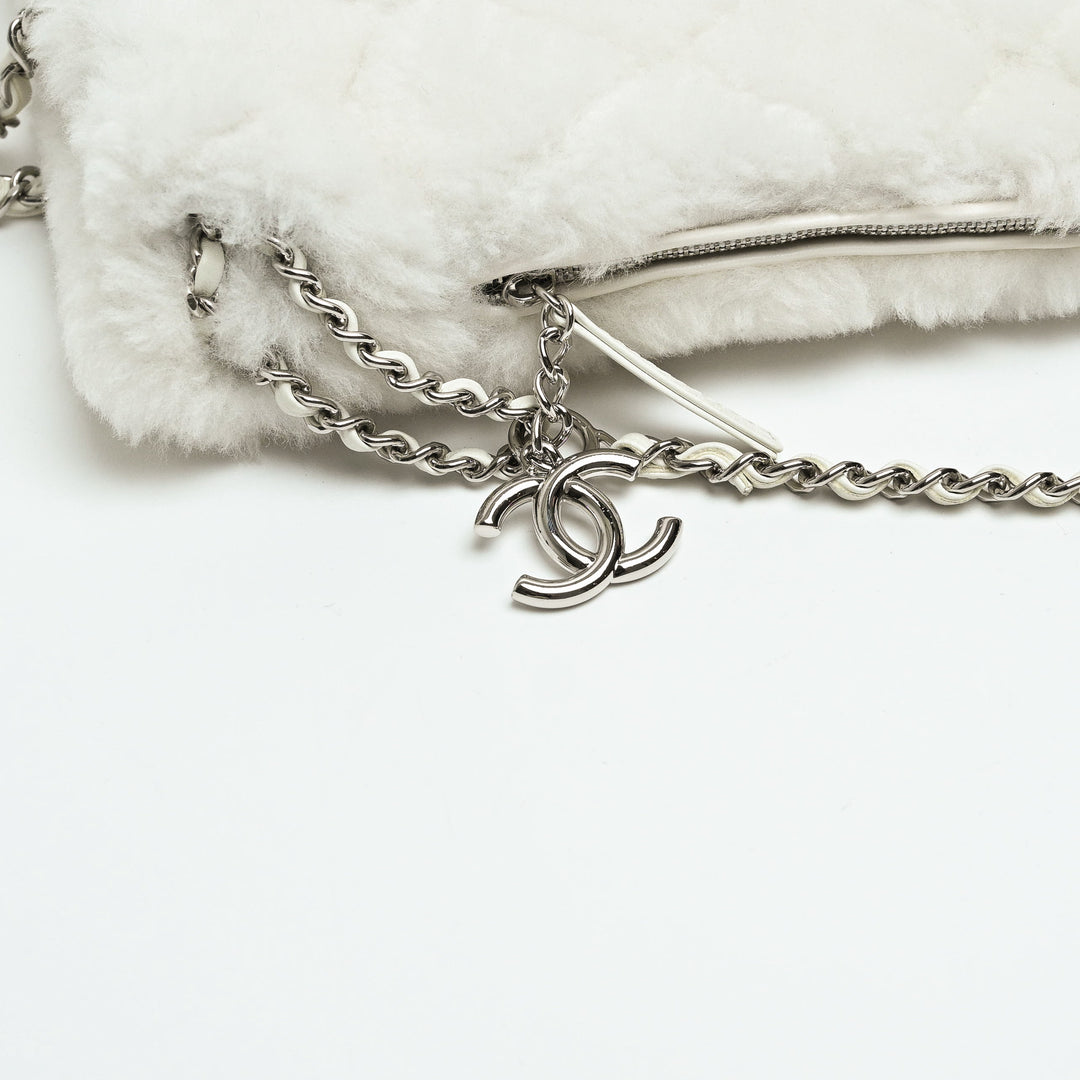 Pre-Loved Chanel™ White Shearling  Coco Neige 2023 Backpack
