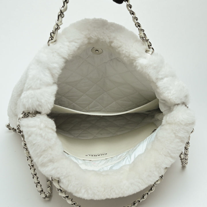 Pre-Loved Chanel™ White Shearling  Coco Neige 2023 Backpack