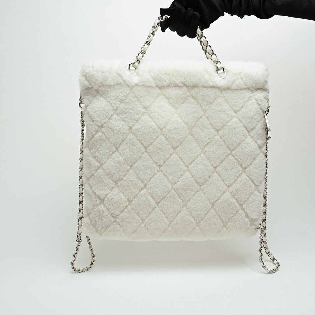 Pre-Loved Chanel™ White Shearling  Coco Neige 2023 Backpack