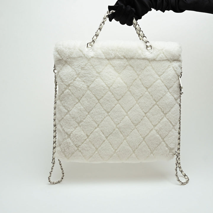 Pre-Loved Chanel™ White Shearling  Coco Neige 2023 Backpack