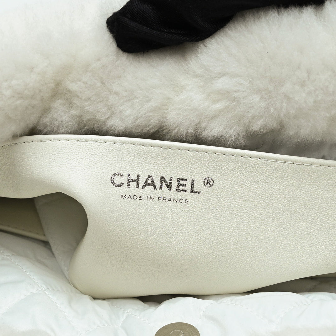 Pre-Loved Chanel™ White Shearling  Coco Neige 2023 Backpack