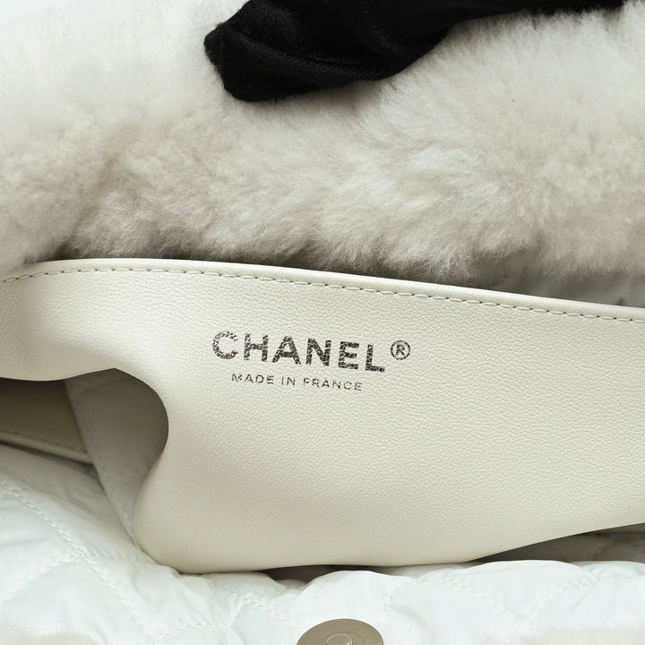 Pre-Loved Chanel™ White Shearling  Coco Neige 2023 Backpack