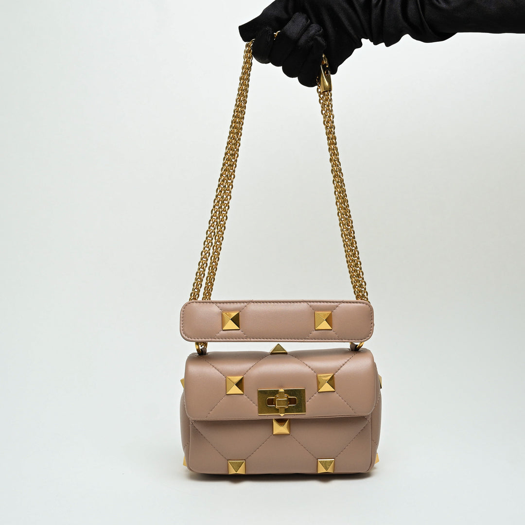 Valentino Blush Pink Nappa Leather Roman Rockstud Flap bag
