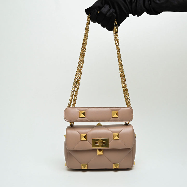 Valentino Blush Pink Nappa Leather Roman Rockstud Flap bag