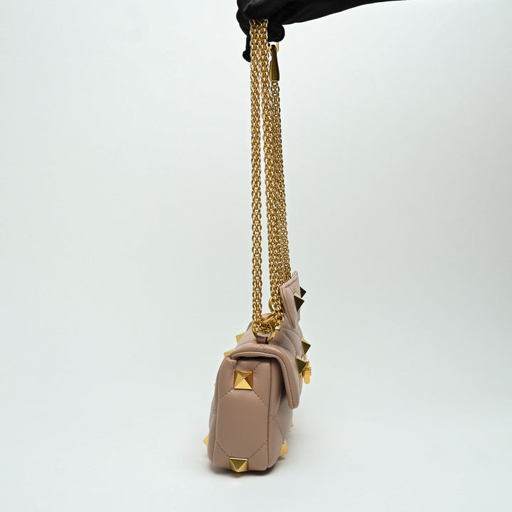 Valentino Blush Pink Nappa Leather Roman Rockstud Flap bag
