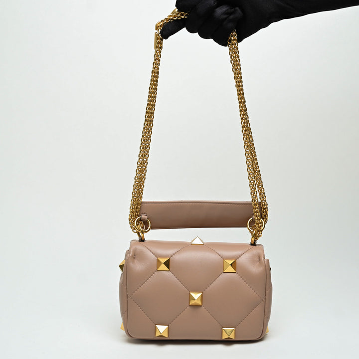 Valentino Blush Pink Nappa Leather Roman Rockstud Flap bag