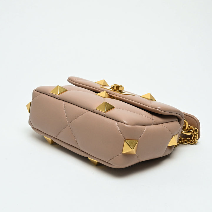 Valentino Blush Pink Nappa Leather Roman Rockstud Flap bag