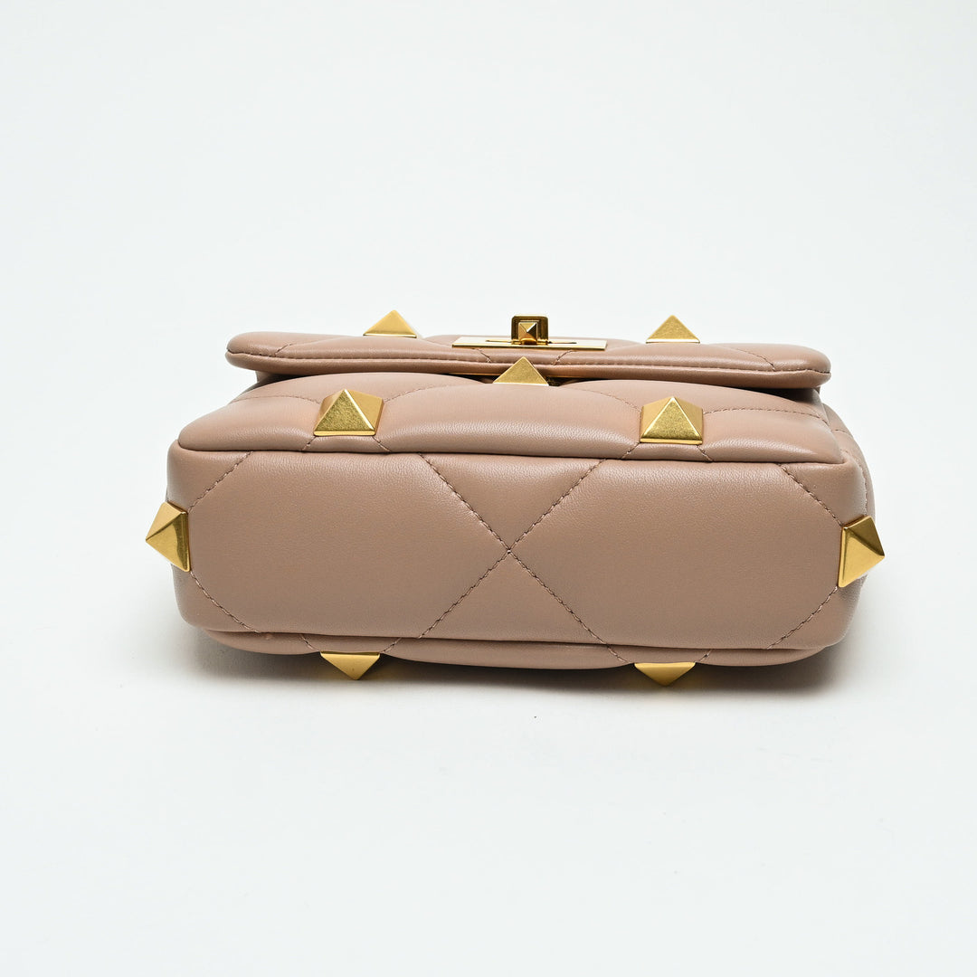 Valentino Blush Pink Nappa Leather Roman Rockstud Flap bag