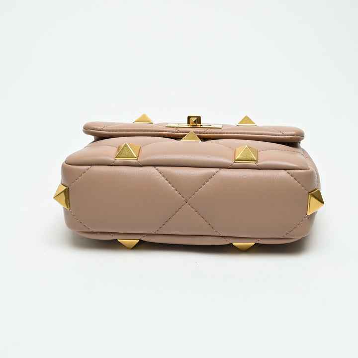 Valentino Blush Pink Nappa Leather Roman Rockstud Flap bag