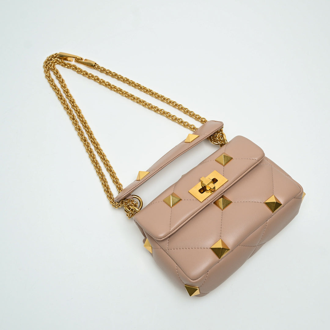 Valentino Blush Pink Nappa Leather Roman Rockstud Flap bag