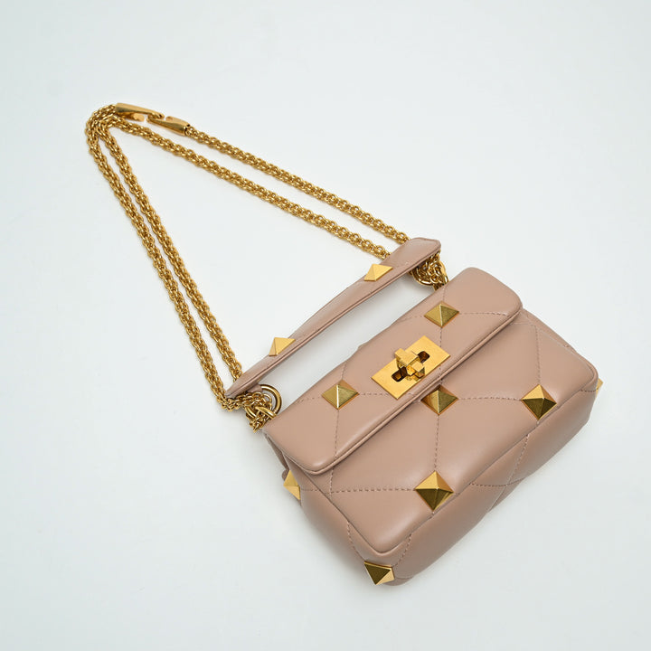Valentino Blush Pink Nappa Leather Roman Rockstud Flap bag