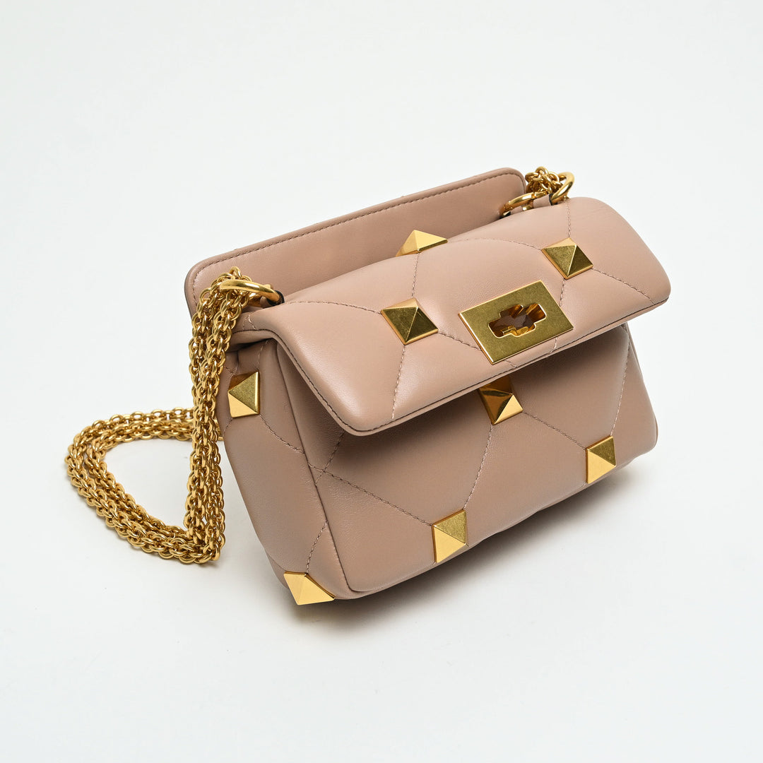 Valentino Blush Pink Nappa Leather Roman Rockstud Flap bag