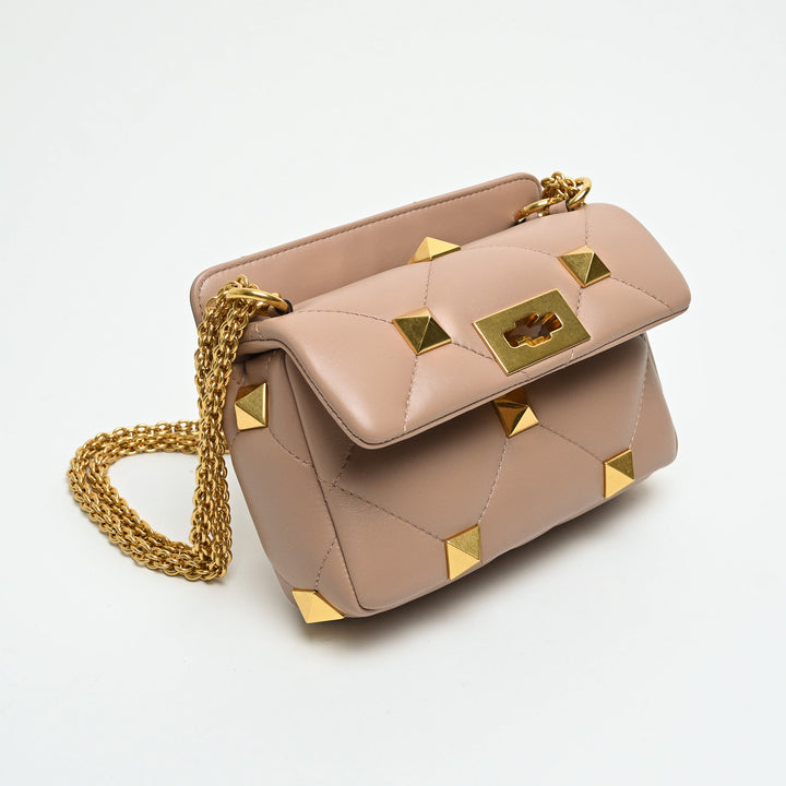 Valentino Blush Pink Nappa Leather Roman Rockstud Flap bag