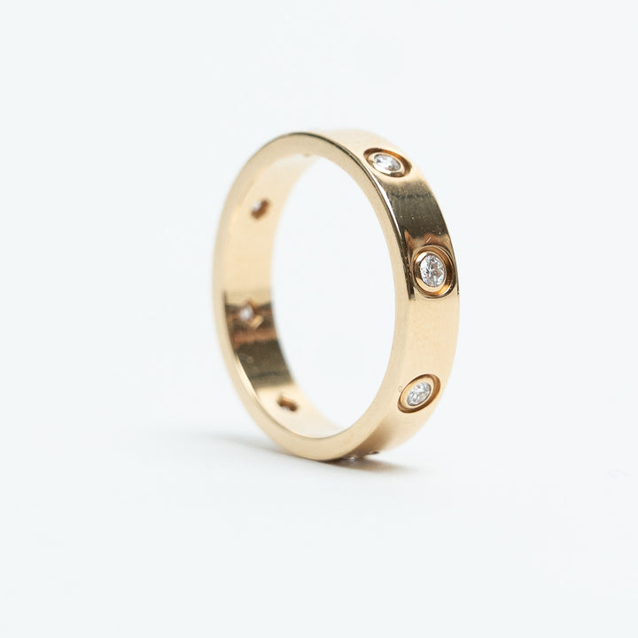 Cartier 18K Yellow Gold Classic Diamond Love Ring Size 52