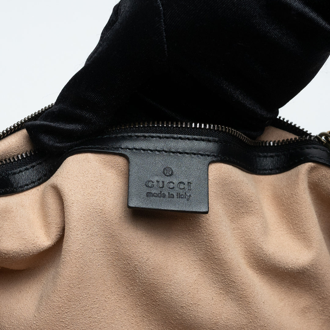 Gucci Black Calfskin Leather Large GG Marmont Shoulder Bag