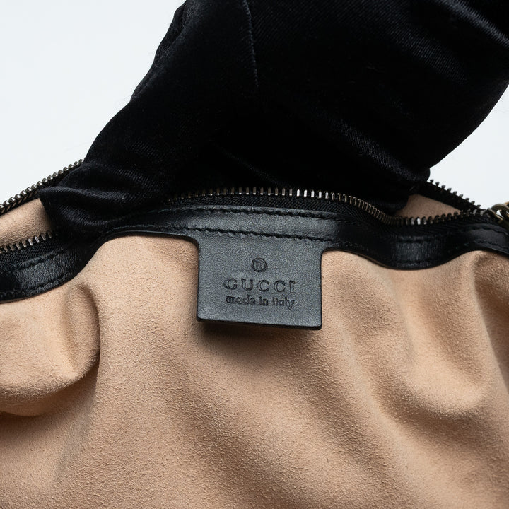Gucci Black Calfskin Leather Large GG Marmont Shoulder Bag