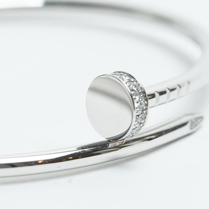 Cartier 18K White Gold & Diamond Small Juste un Clou Bracelet Size 16