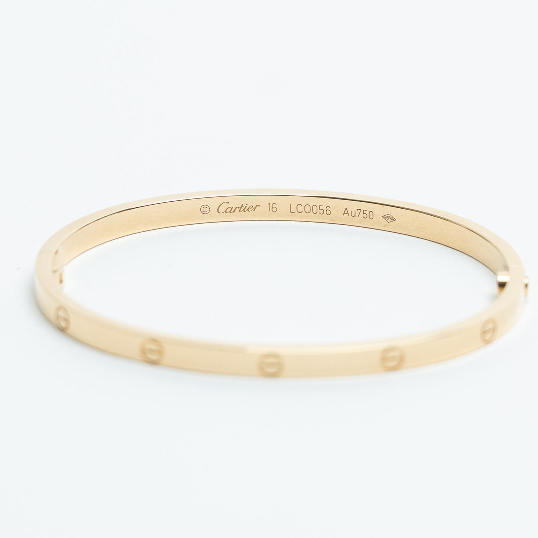 Cartier 18K Yellow Gold Small Love Bracelet Size 16