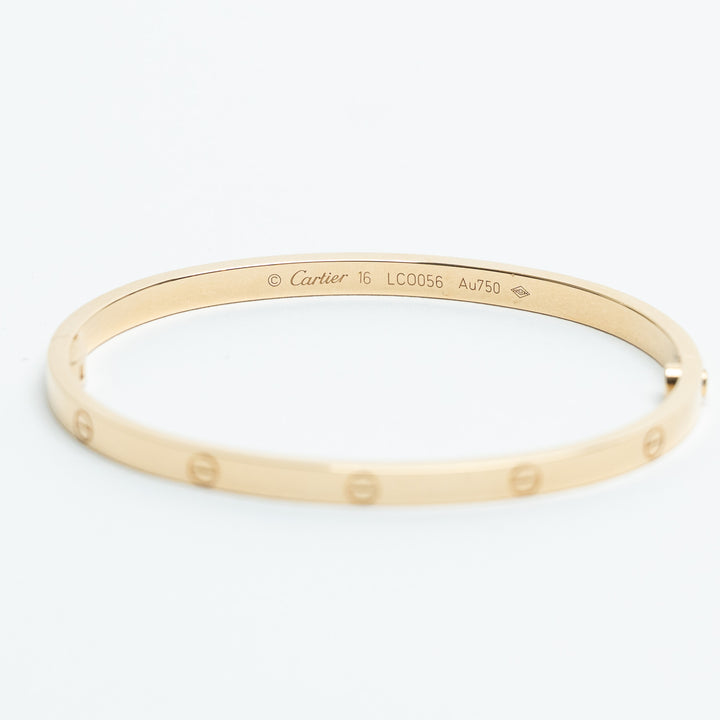Cartier 18K Yellow Gold Small Love Bracelet Size 16