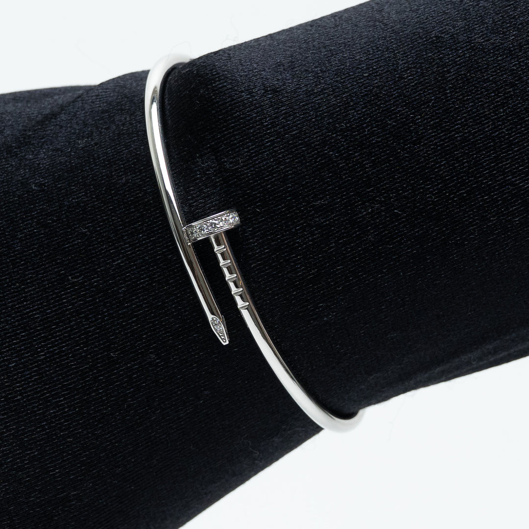 Cartier 18K White Gold & Diamond Small Juste un Clou Bracelet Size 16